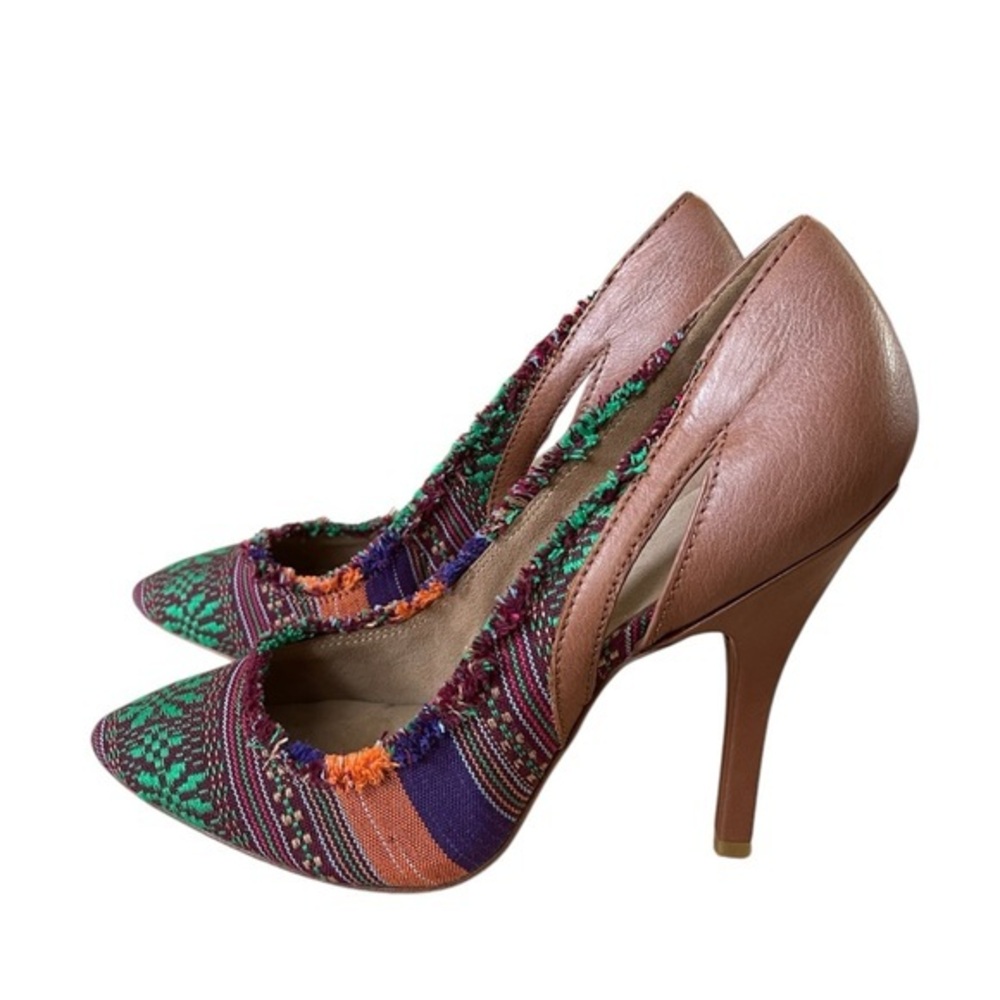 Joe's Jeans Tribal Woven Textile Leather Pumps High Heels Leather Soles 9.5 M‎